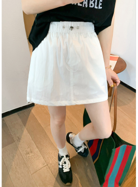 白色工装半身裙女2026年夏季新款大码胖mm高腰遮胯显瘦气质A字裙