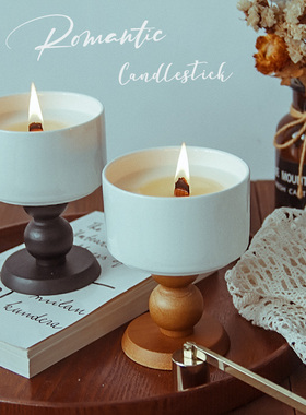 【浪漫烛台】法式陶瓷高脚杯香薰蜡烛卧室小众高级感木质香摆件
