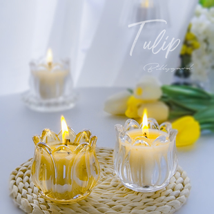 郁渐美丽郁金香薰雕花蜡烛ins北欧卧室香氛女神情人节伴手礼物