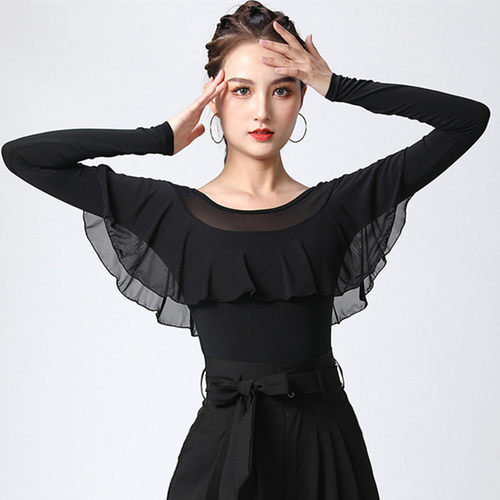 拉丁舞练功服上衣国标舞摩登舞衣
