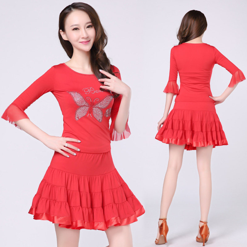 广场舞服装新款裙子女圆领舞蹈服