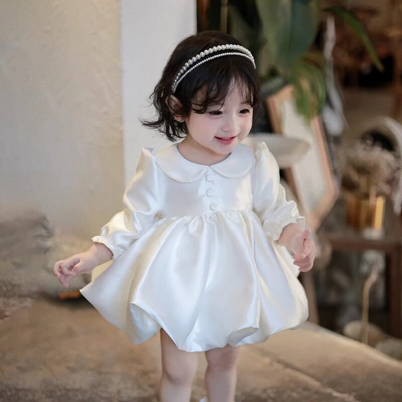 女宝宝生日抓周礼服秋季新款高端连衣裙周岁公主裙花童婚纱蓬蓬裙