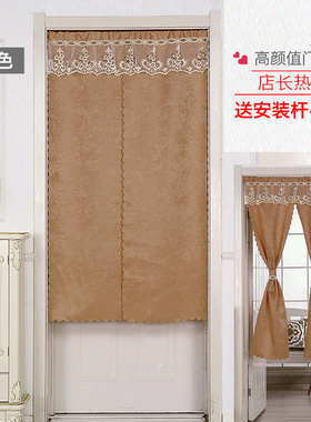 门帘隔断帘布艺中开式卧室卫生间短帘半帘厨房防油烟布门帘免打孔