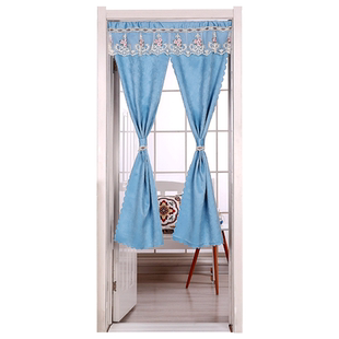 门帘隔断帘布艺中开式卧室卫生间短帘半帘厨房防油烟布门帘免打孔