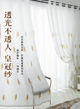 白纱窗帘纱帘透光不透人卧室飘窗防晒隔热客厅隔断帘白色2025新款