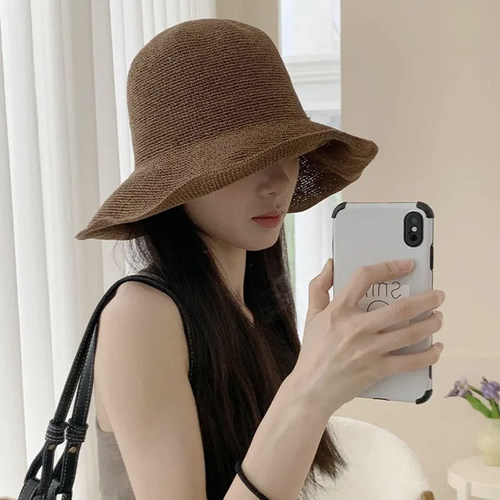 夏天出游防晒帽子女细密草编帽