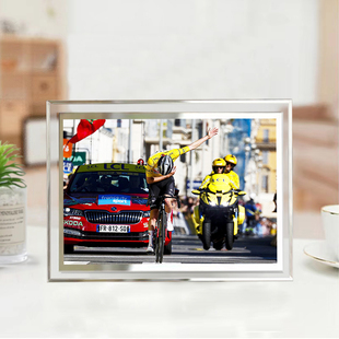 波加查水晶相框公路自行车房间桌面玻璃摆台装饰画照片礼物周边