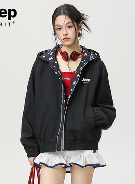 JEEP SPIRIT吉普连帽外套女2026春季新款小个子拼色夹克学生春装