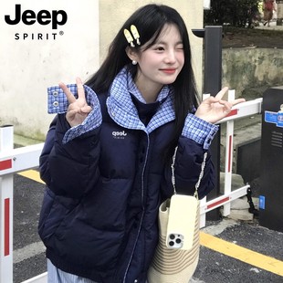 JEEP SPIRT羽绒棉服女款2025冬季小个子女生外套初中学生保暖棉衣