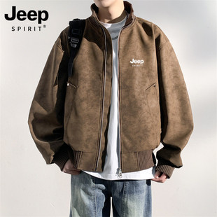 JEEP SPIRIT吉普立领夹克男款春季新款青少年加肥加大码休闲外套