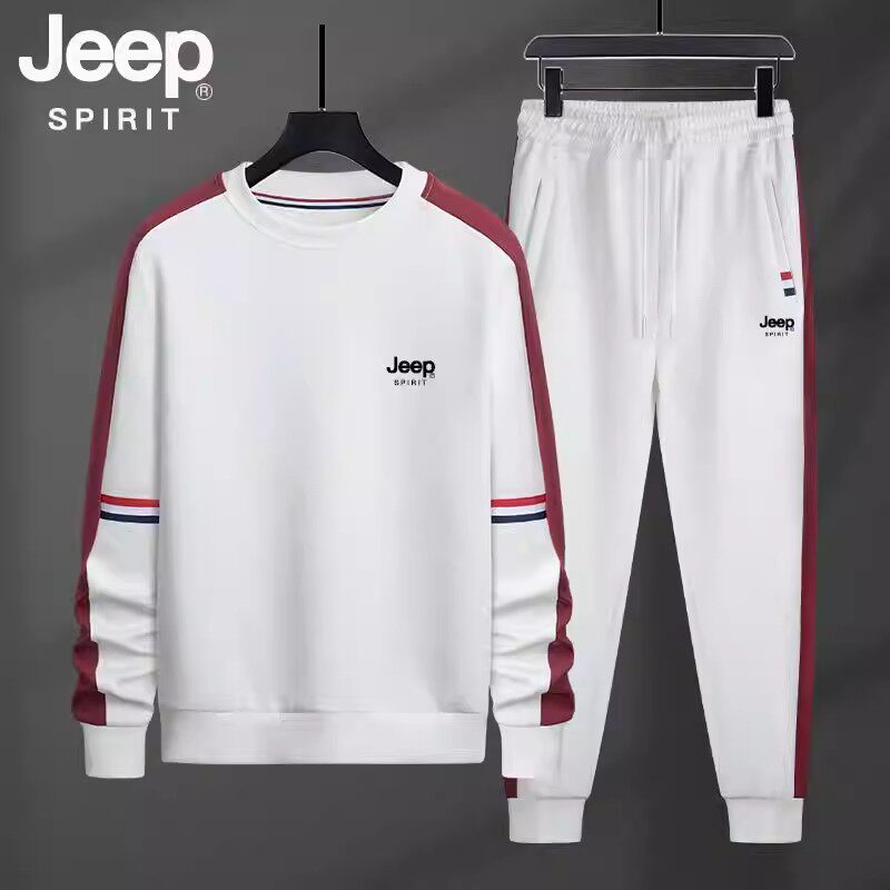 JEEP SPIRIT吉普运动套装男春秋季加肥加大码纯棉卫衣卫裤两件套
