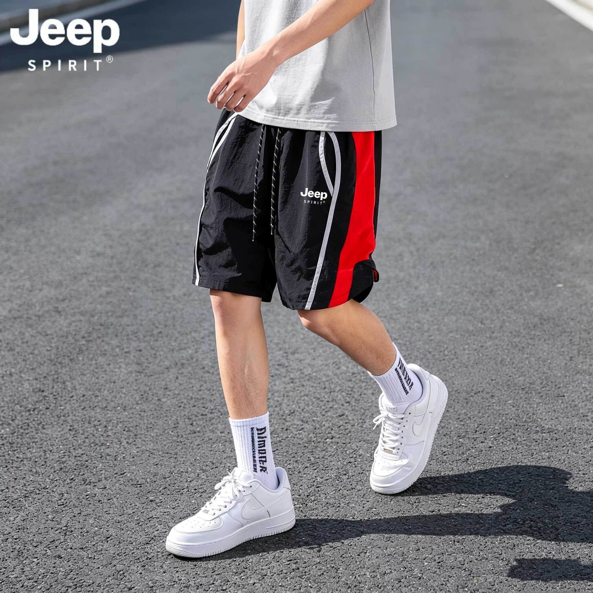JEEP SPIRIT运动短裤男夏季美式拼接机能风速干裤休闲沙滩五分裤