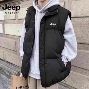 JEEP SPIRI吉普棉马甲男款秋冬季青少年无袖背心初中学生坎肩外套
