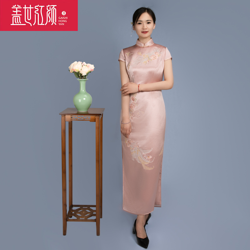 醋酸绣花旗袍年轻款高端气质女