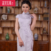 宴会礼服鸟鸣梅花香 旗袍真丝原创刺绣真开襟短旗袍中式 现货