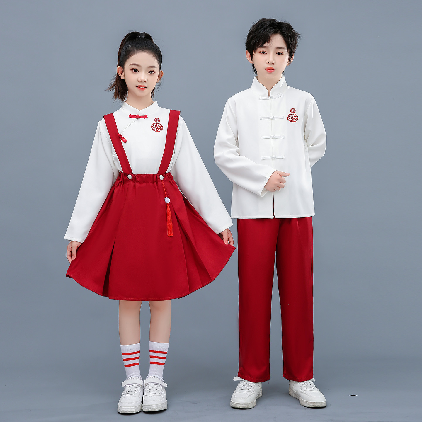 国庆儿童合唱演出服中国风小学生朗诵汉服班服幼儿园园服表演服装