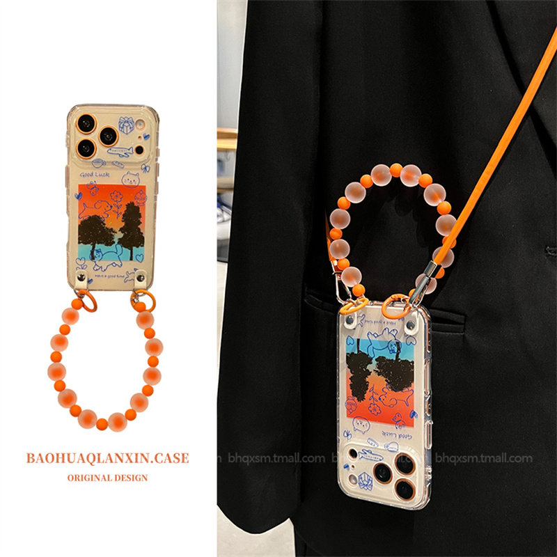 大视窗黄昏风景小狗适用苹果17promax手机壳iPhone16promax高级感15promax旅游14pro可斜挎带挂绳14女款全包