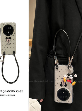 新款黑色波点小奇适用于华为mate70pro+手机壳mate60pro斜挎可背挂绳Pura80pro高级感mate70pro日系卡通p80女