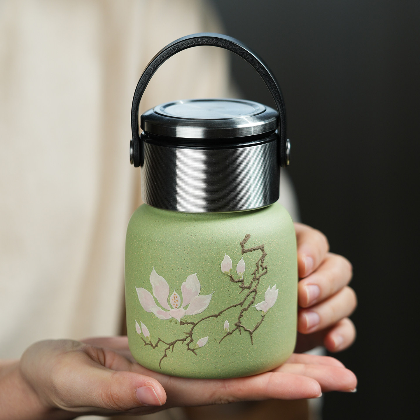 紫砂杯便携茶杯茶水分离手绘变色办公杯车载随手杯男女士个人专用