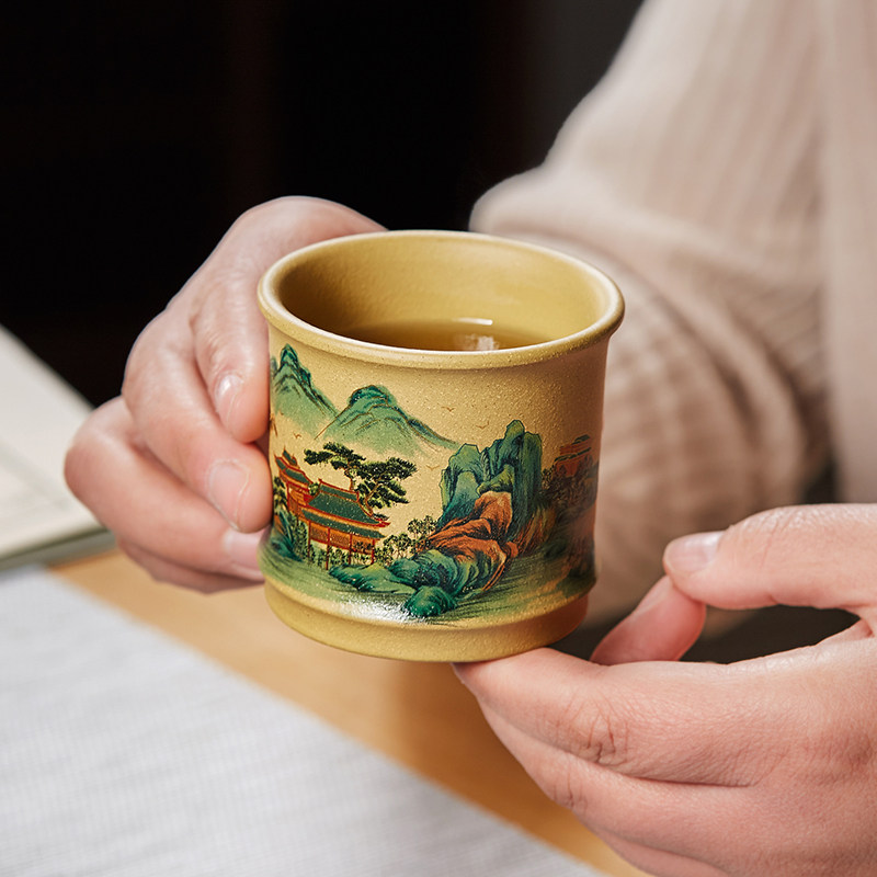 宜兴紫砂主人杯手工彩绘功夫茶具品茗杯单个段泥茶杯茶盏茶盅茶碗