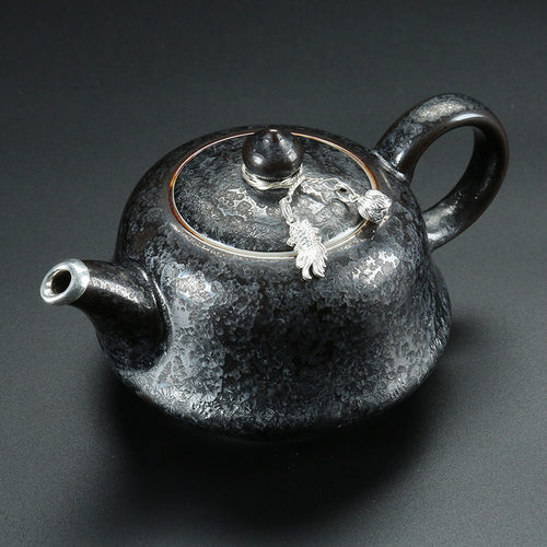 甲盏窑曜变银行同款莲心陶瓷茶壶