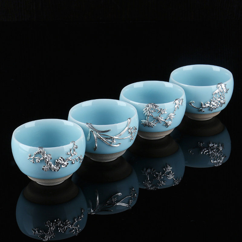 甲盏窑品茗杯青瓷套装