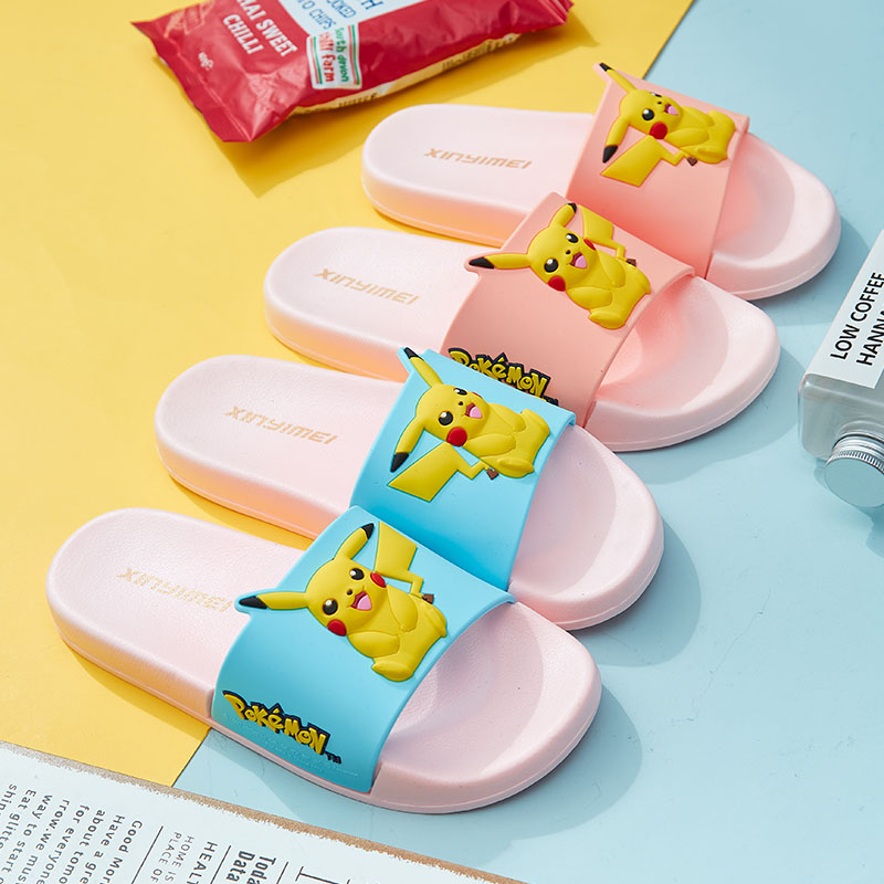 Pikachu dép mùa hè và dép nữ sinh viên tâm dễ thương phim hoạt hình cô gái của Bika Qiu thủy triều đỏ ròng ins dép ký túc xá