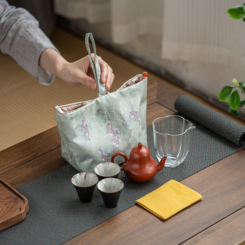 织锦茶具收纳包中式旅行便携茶艺布包茶道配件茶壶茶杯手提茶事包