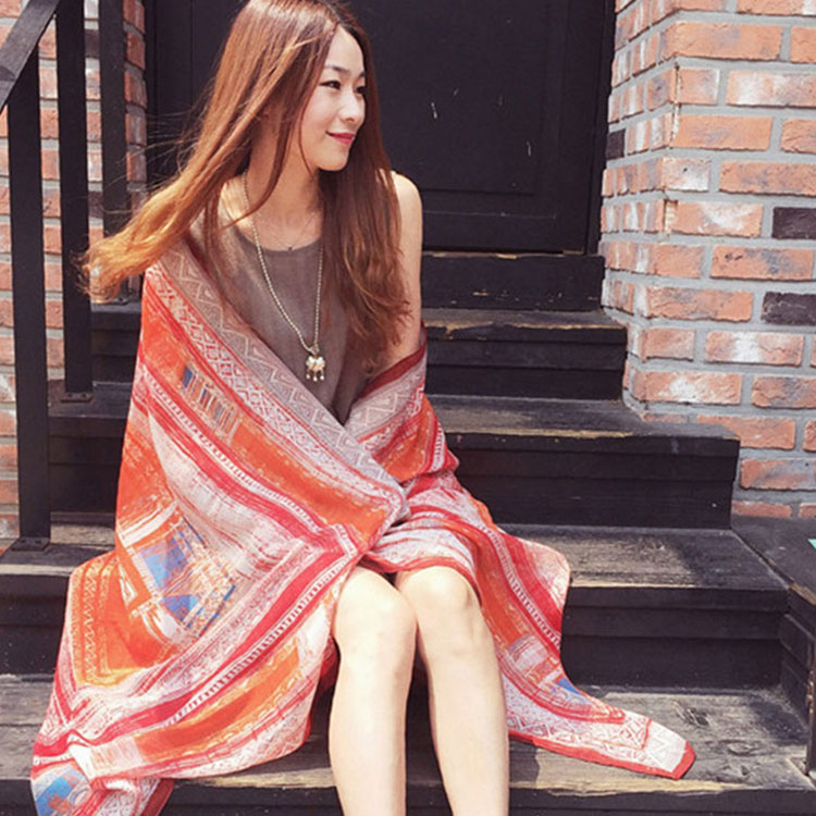 春秋棉麻两用夏季长款海边沙滩巾