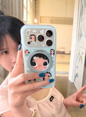 甜妹ins卡通可爱小玉yuy适用苹果17promax手机壳iphone18pro新款16女17pro支点支架15pro全包防摔手机套几梦
