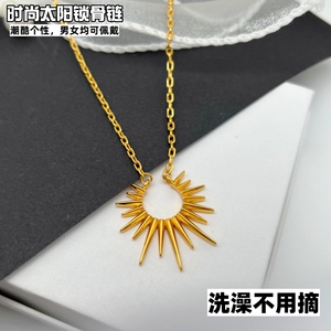 时尚太阳花项链女吊坠花朵锁骨链越南沙金黄金色轻奢小众久不褪色