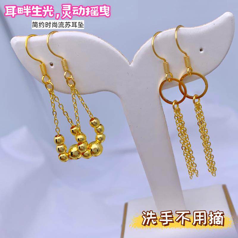 沙金黄铜镀金耳线耳坠久不掉色