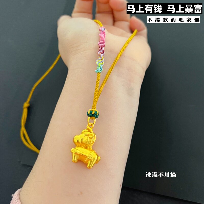 马年富贵小马吊坠越南沙金项链