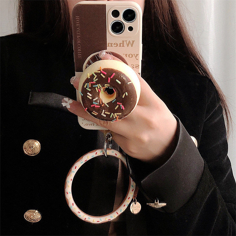 仿真甜甜圈面包支架华为mate40pro手机壳荣耀80/70/60女50/30硅胶magic3/4软壳P40手环nova9/6/8畅享Z畅玩20