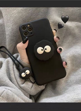 可爱煤球三星note20手机壳s23保护套23plus简约个性创意硅胶note10pro防摔s20ultra软壳s21带支架手绳s22plus