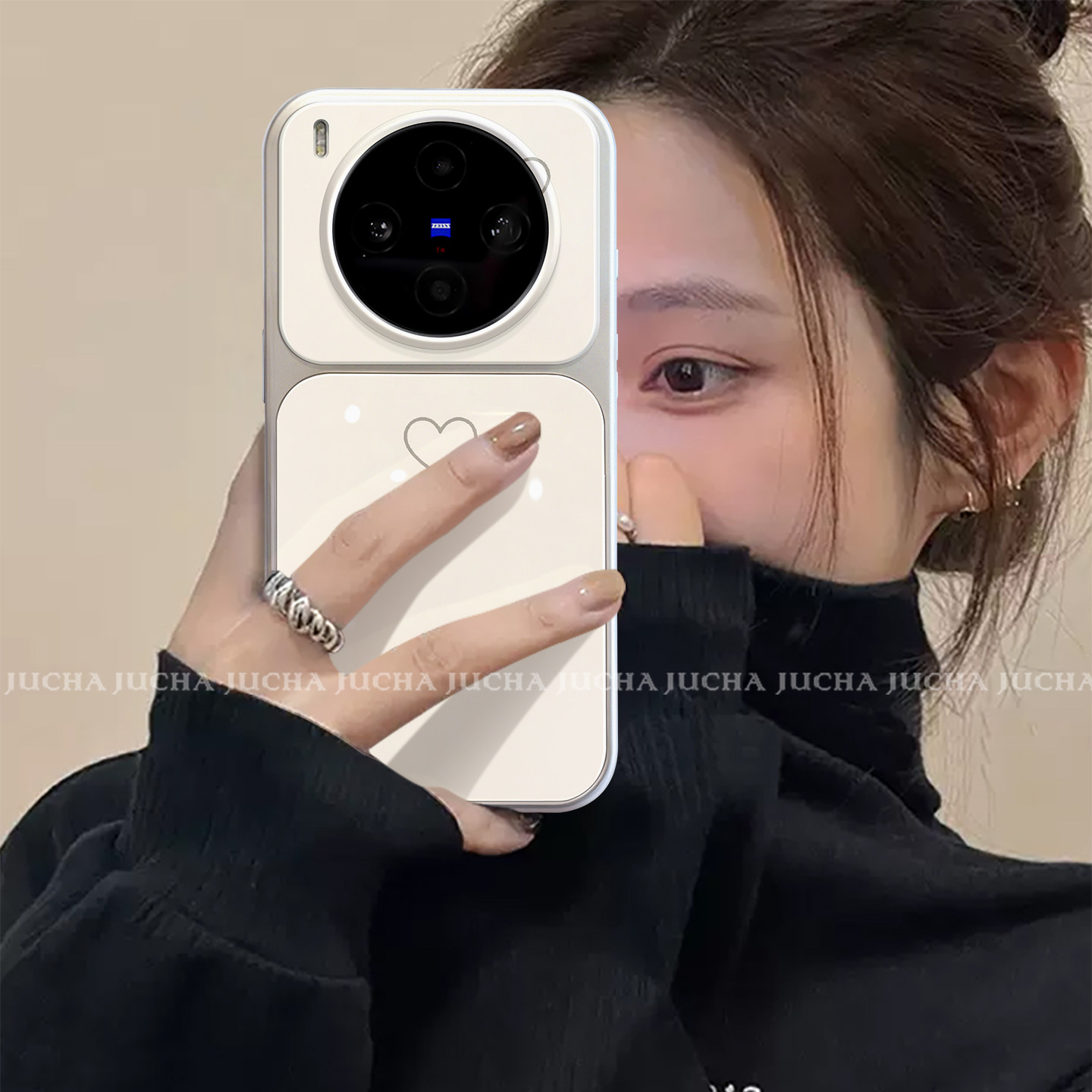 适用vivox300s手机壳简约韩系x200promini高级感时尚vivi潮流女保护套x300pro全包镜头x200新款防摔白色爱心