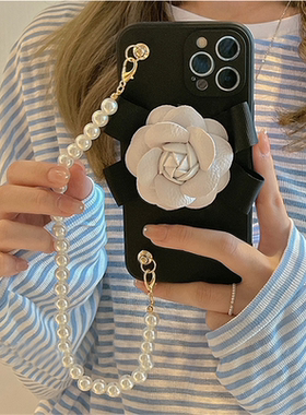 山茶花珍珠手链三星s25手机壳S24保护套s23fe简约S21个性创意note20潮牌s20ultra软壳note10pro/s21Ultra/s22