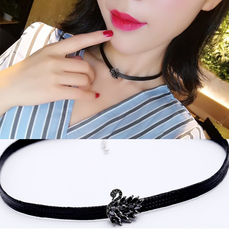 黑天鹅颈带颈链女韩国颈项圈网红短款锁骨链项链简约百搭脖子饰品