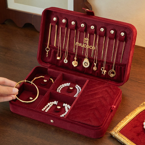 丝绒黄金首饰盒新婚礼物高档精致