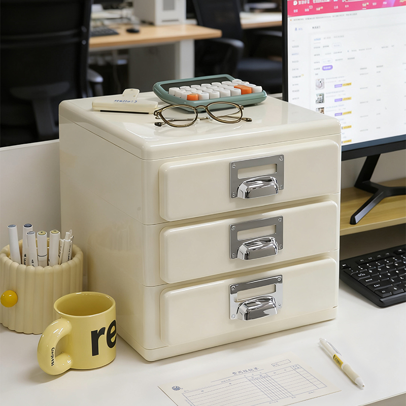 简约复古收纳柜抽屉式桌面多层大容量收纳盒办公室书桌文件置物架