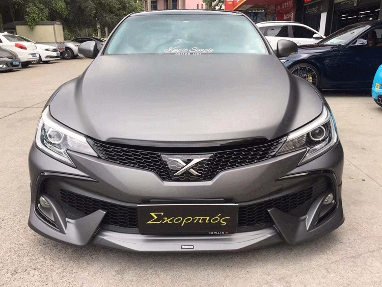 13/14/15锐志改装18款Markx前保险杠 日规版大嘴大包围 X标中网