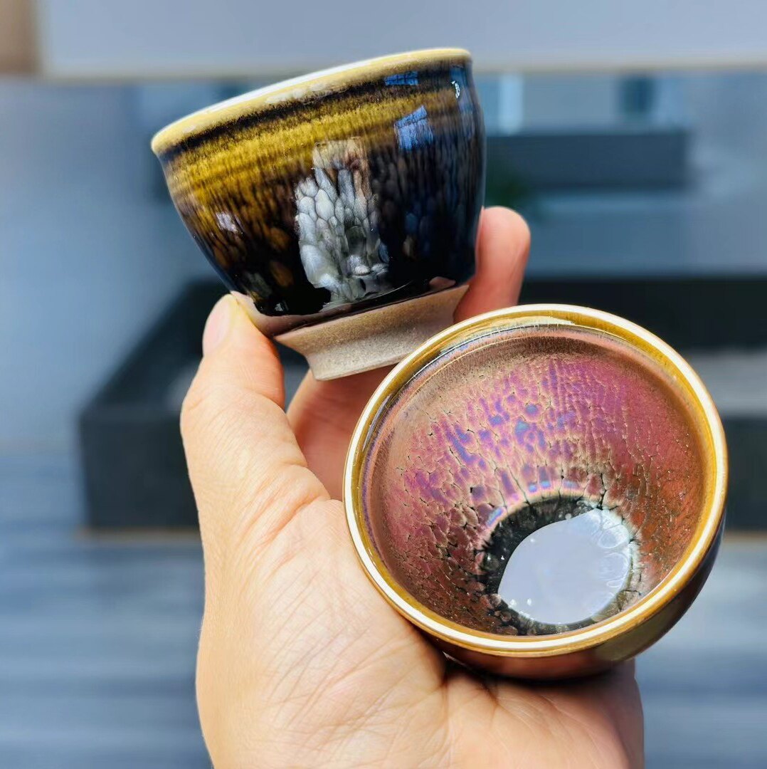 真建盏非遗传承人吴继旺对杯品茗杯原矿釉建盏名家创意陶瓷中式