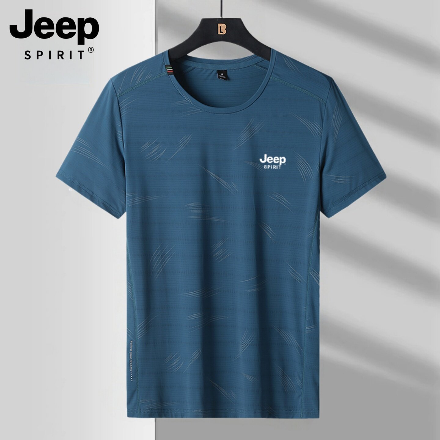 吉普冰丝短袖t恤男士夏季薄款中年爸爸男装大码冰感休闲运动上衣T