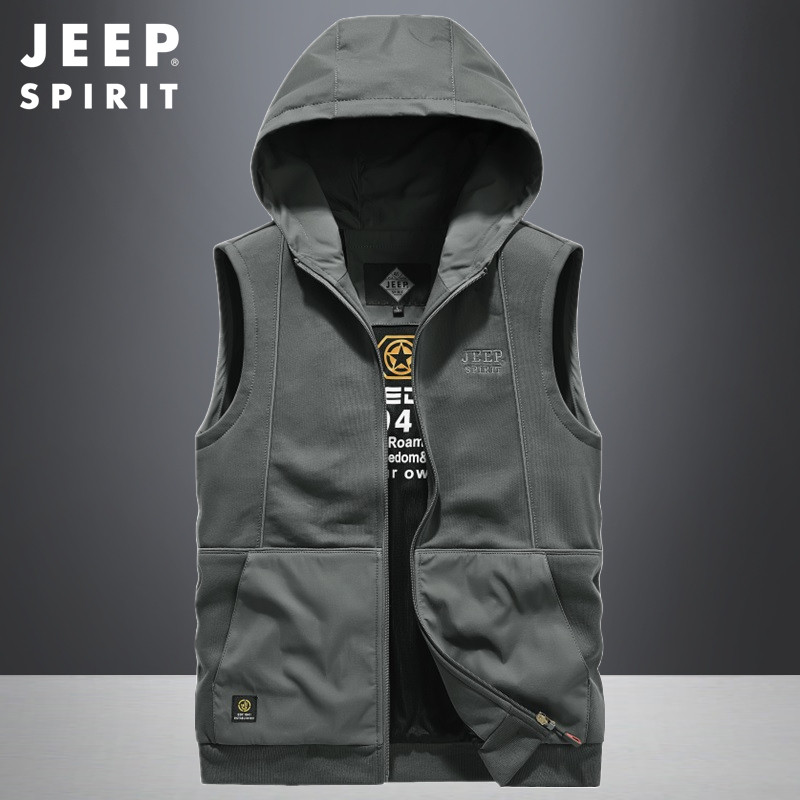 吉普JEEP马甲男士春季新款宽松针织坎肩马夹连帽休闲运动背心外套,男装,常规马甲,淘宝优惠券,粉丝福利购,淘宝优惠卷