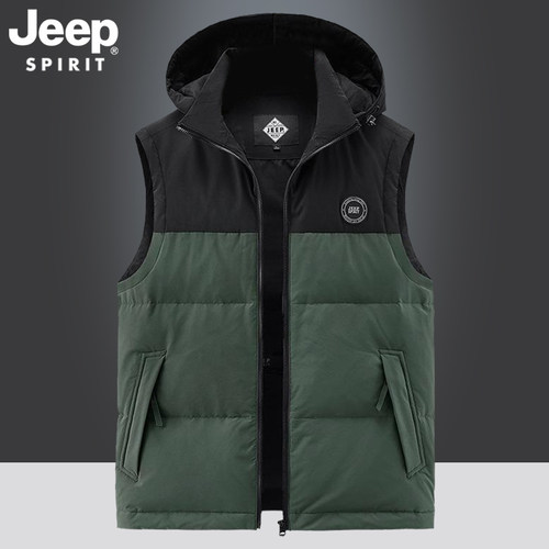 吉普羽绒马甲男士冬季保暖有帽子