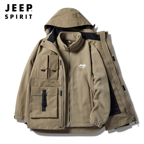 吉普jeep冲锋外套男三合一可拆卸