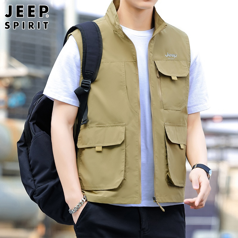 吉普工装马甲男士春季多口袋背心