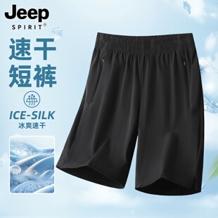 薄款 夏季 大码 外穿篮球沙滩裤 吉普速干短裤 凉感休闲运动五分裤 男士
