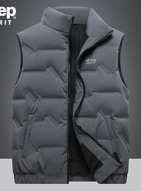 吉普JEEP羽绒马甲男冬季轻薄保暖羽绒服背心大码外穿休闲运动外套