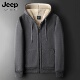 吉普加绒加厚卫衣男冬季 保暖纯棉大码 连帽上衣羊羔绒休闲运动外套